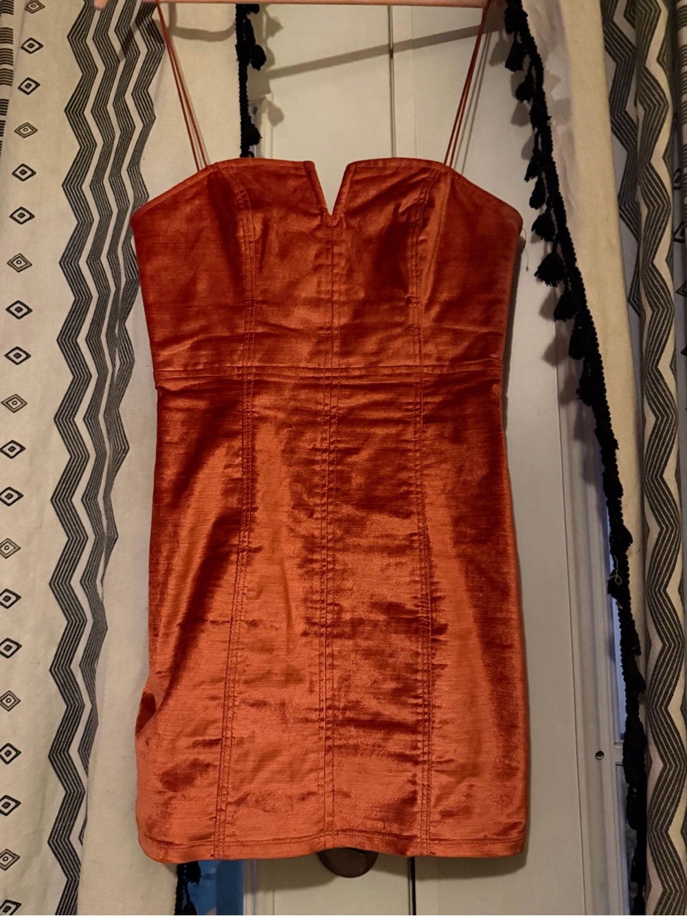 Free People Rust Orange Strapless Mini Dress